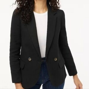 J.Crew Womens Cotton Blend Textured Blazer Black Size 24 BY941